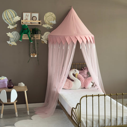 Pink Half Round Kids Canopy, Wall Hanging Play Tent