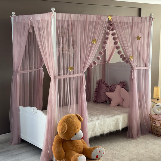 Blush Pink Poster Bed Canopy - Premium