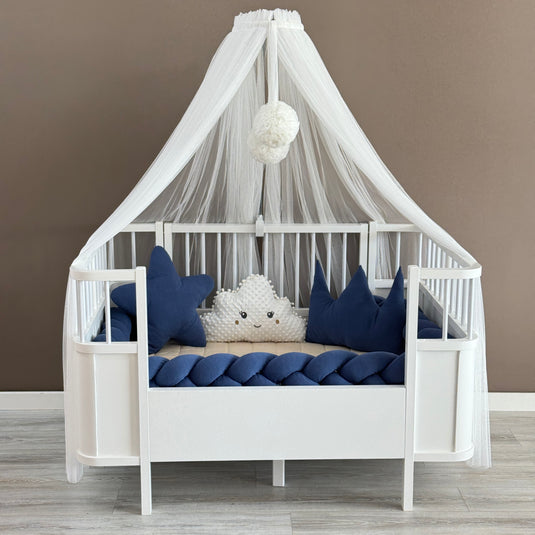 Personalized Crib Bumper Set  - White - Indıgo