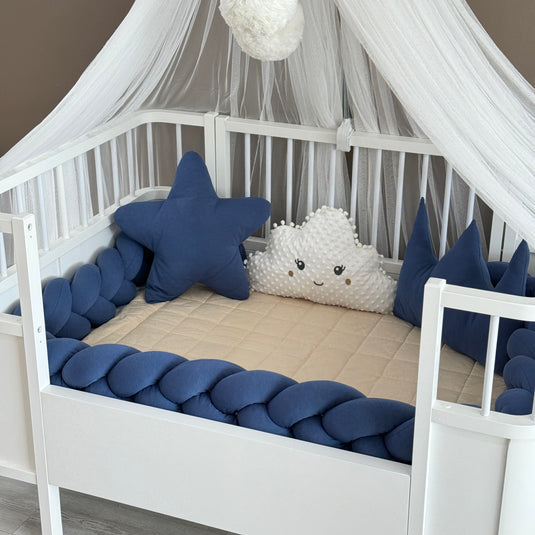 Personalized Crib Bumper Set  - White - Indıgo