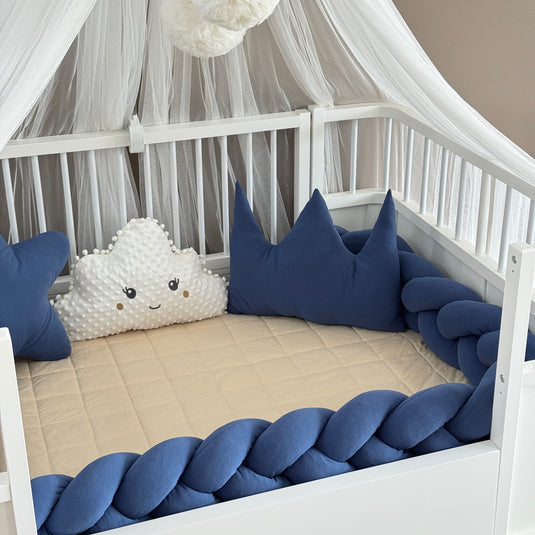 Personalized Crib Bumper Set  - White - Indıgo