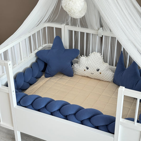 Personalized Crib Bumper Set  - White - Indıgo