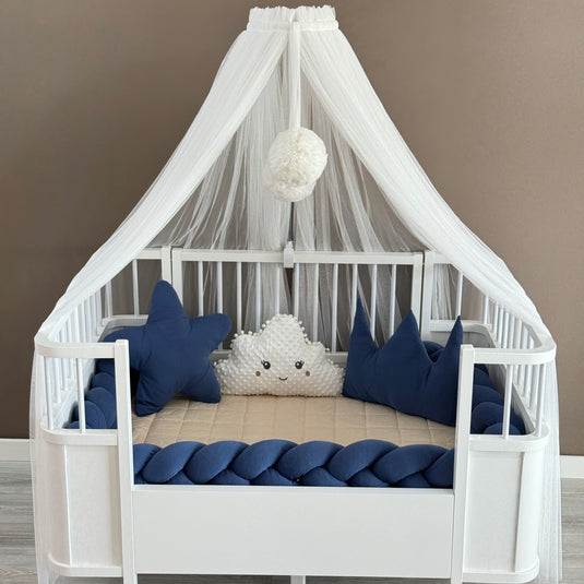 Personalized Crib Bumper Set  - White - Indıgo