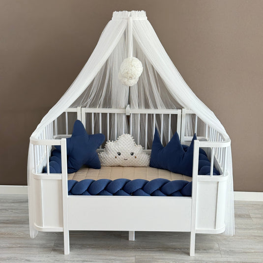 Personalized Crib Bumper Set  - White - Indıgo