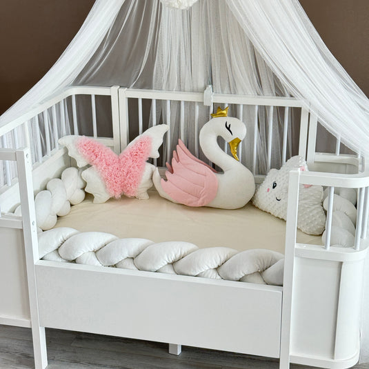 Personalized Crib Bumper Set  - White - Pink