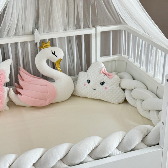 Personalized Crib Bumper Set  - White - Pink
