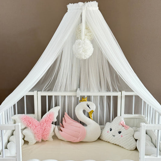 Personalized Crib Bumper Set  - White - Pink