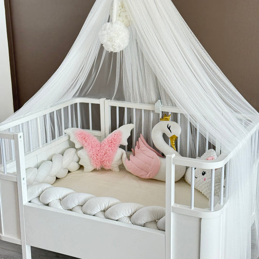 Personalized Crib Bumper Set  - White - Pink