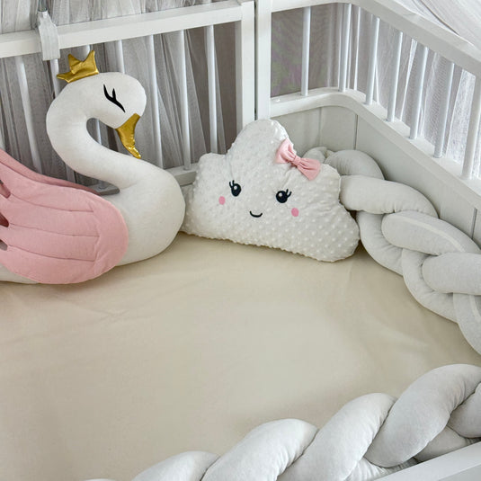 Personalized Crib Bumper Set  - White - Pink