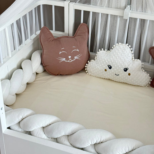 Personalized Crib Bumper Set  - White - Brown