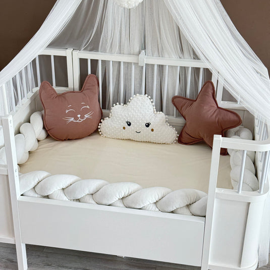 Personalized Crib Bumper Set  - White - Brown