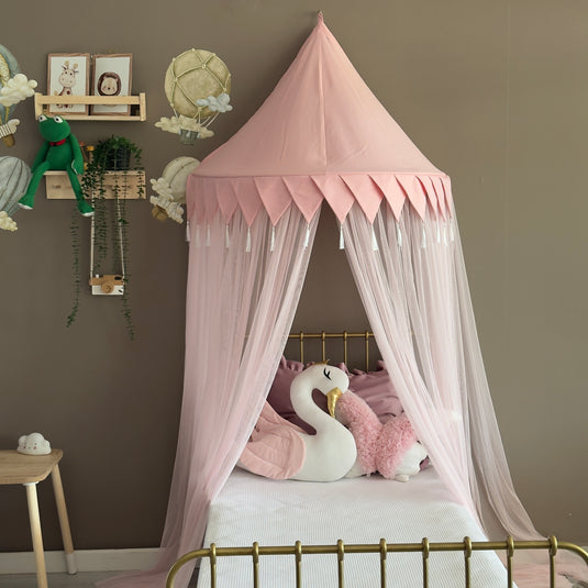 Pink Half Round Kids Canopy, Wall Hanging Play Tent