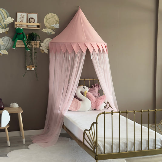Pink Half Round Kids Canopy, Wall Hanging Play Tent