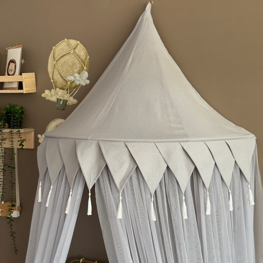 Gray Half Round Kids Canopy, Wall Hanging Play Tent