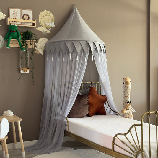 Gray Half Round Kids Canopy, Wall Hanging Play Tent