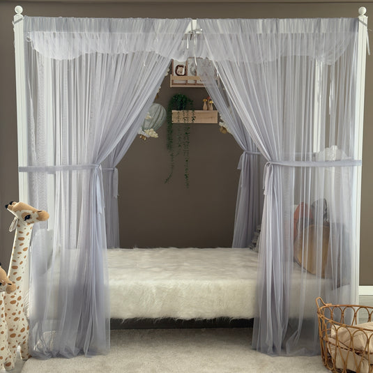 Gray Poster Bed Canopy