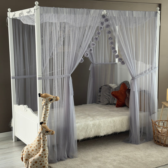 Gray Poster Bed Canopy