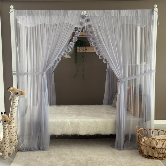 Gray Poster Bed Canopy