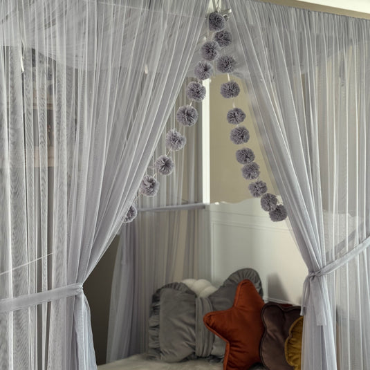 Gray Poster Bed Canopy