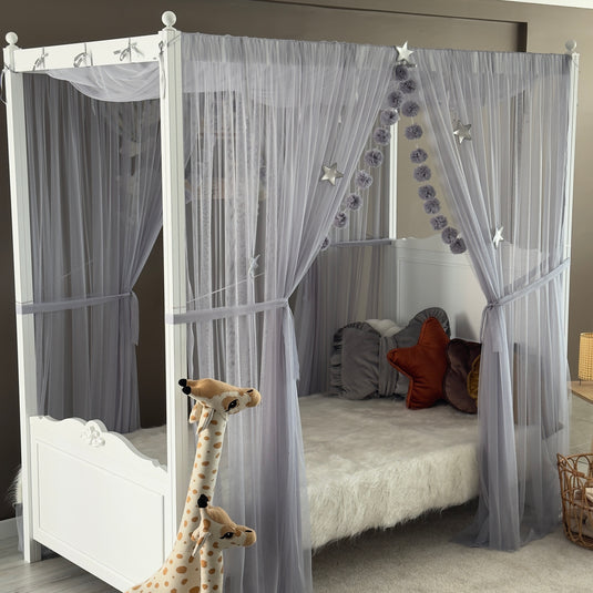 Gray Poster Bed Canopy