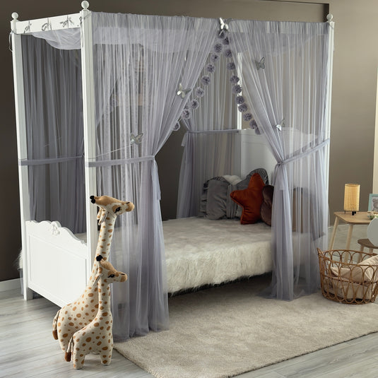 Gray Poster Bed Canopy