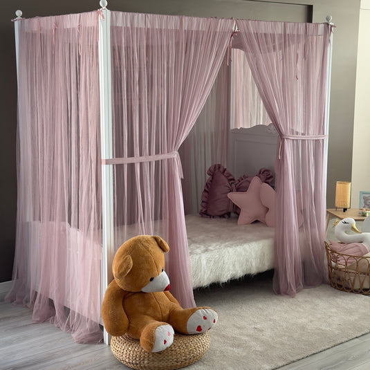 Blush Pink Poster Bed Canopy - Premium