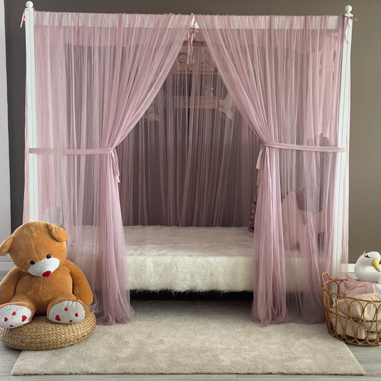 Blush Pink Poster Bed Canopy - Premium