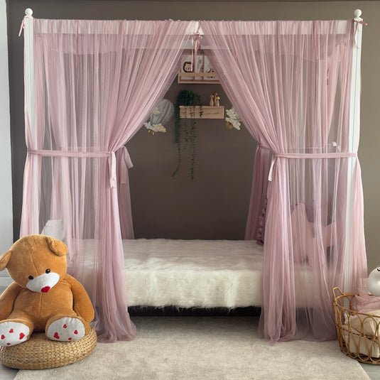 Blush Pink Poster Bed Canopy - Premium