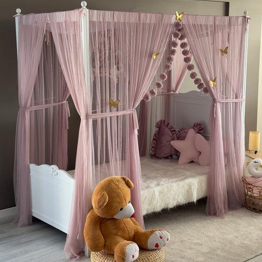 Blush Pink Poster Bed Canopy - Premium