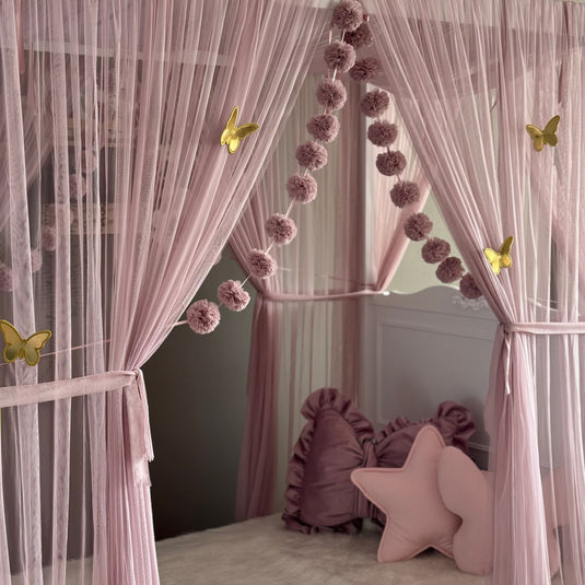 Blush Pink Poster Bed Canopy - Premium