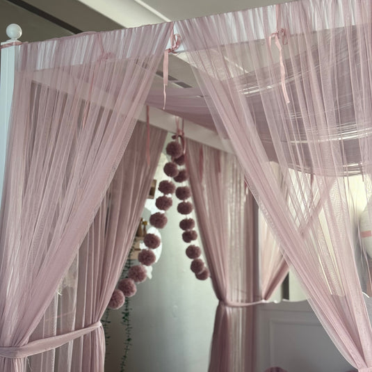 Blush Pink Poster Bed Canopy - Premium
