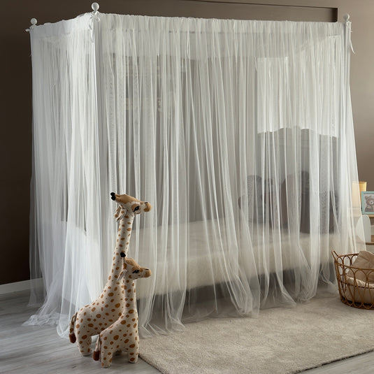 White Poster Bed Canopy - Premium