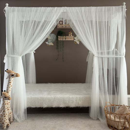 White Poster Bed Canopy - Premium