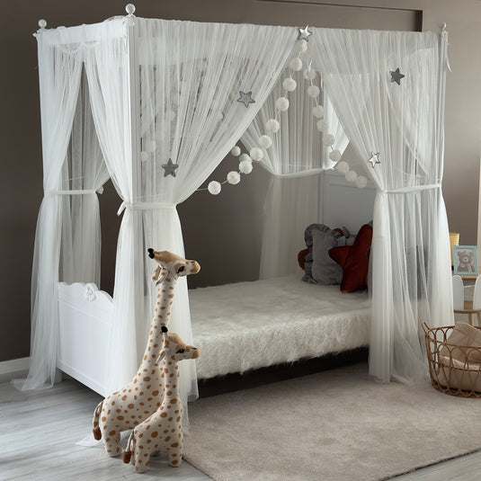 White Poster Bed Canopy - Premium