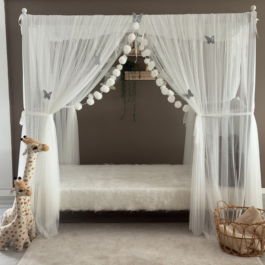 White Poster Bed Canopy - Premium