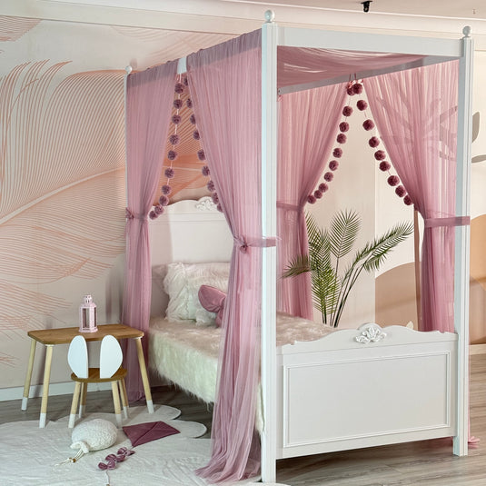 Blush Pink Poster Bed Canopy