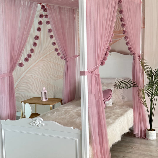 Blush Pink Poster Bed Canopy