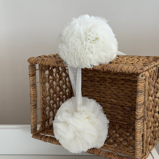 Twin Pompom  - Cream