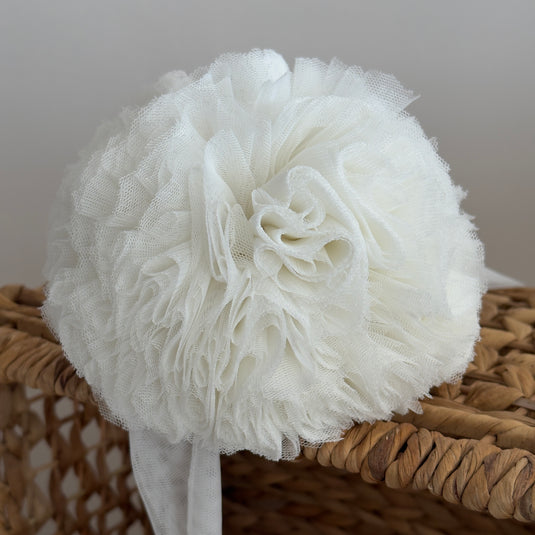 Twin Pompom  - White