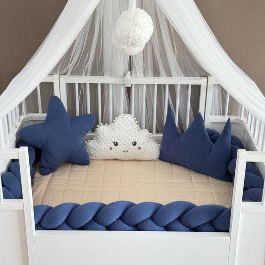 Personalized Crib Bumper Set  - White - Indıgo