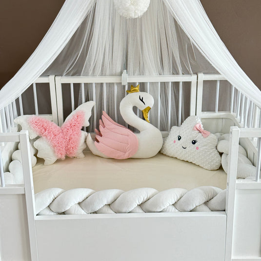 Personalized Crib Bumper Set  - White - Pink